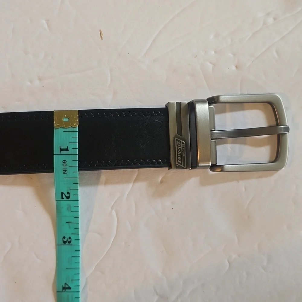 Dickies Mens Black/ Brown Reversible leather belt GUN METAL BUCKLE New Sz.1X